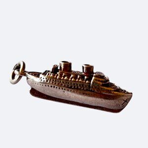 Vtg Sterling Silver Charm Cruise Ship Coastal Notical Travel Hallmark England 3D